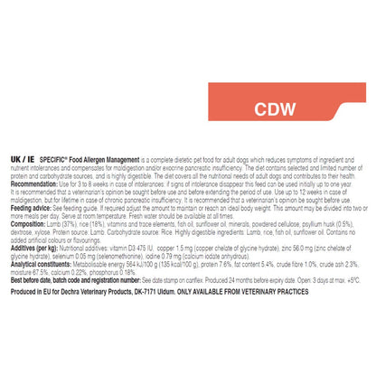 Dechra Specific CDW Food Allergen Management Wet Dog Food - Trays