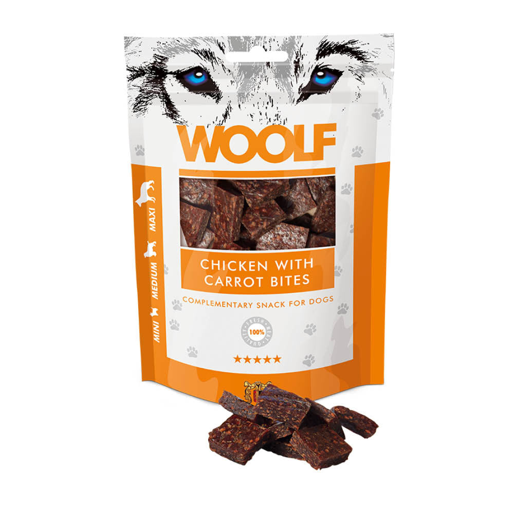 Woolf Dog Snacks - Chicken with Carrot bites - 100g