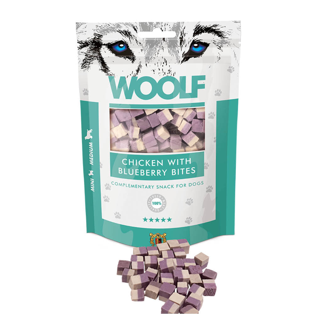 Woolf Dog Snacks - Chicken with Blueberry Bites - 100g