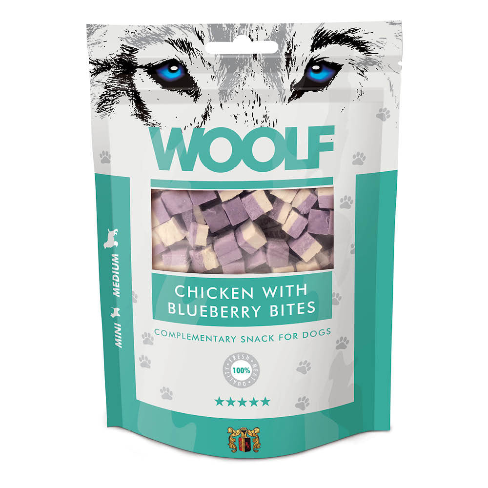 Woolf Dog Snacks - Chicken with Blueberry Bites - 100g