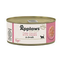 Applaws Adult Wet Cat Food in Broth - Tuna Fillet & Prawn - 24x70g Cans
