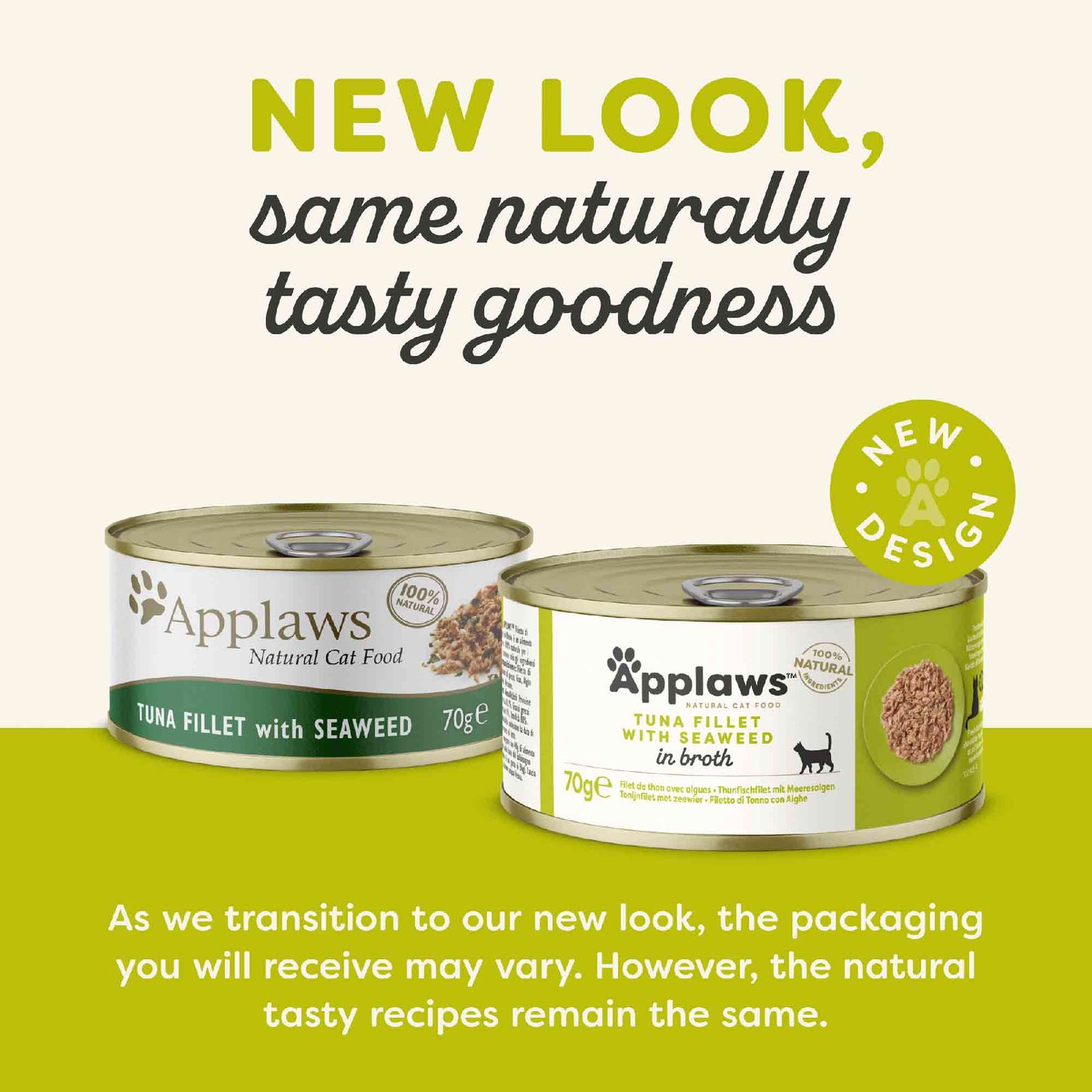 Applaws Adult Wet Cat Food in Broth - Tuna Fillet & Seaweed - 24x70g Cans