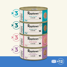 Applaws Adult Wet Cat Food in Broth - Fish Selection - 12x70g Cans