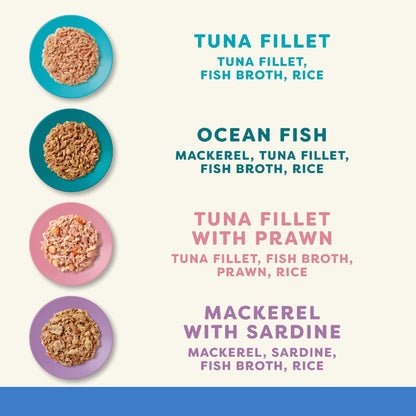 Applaws Adult Wet Cat Food in Broth - Fish Selection - 12x70g Cans