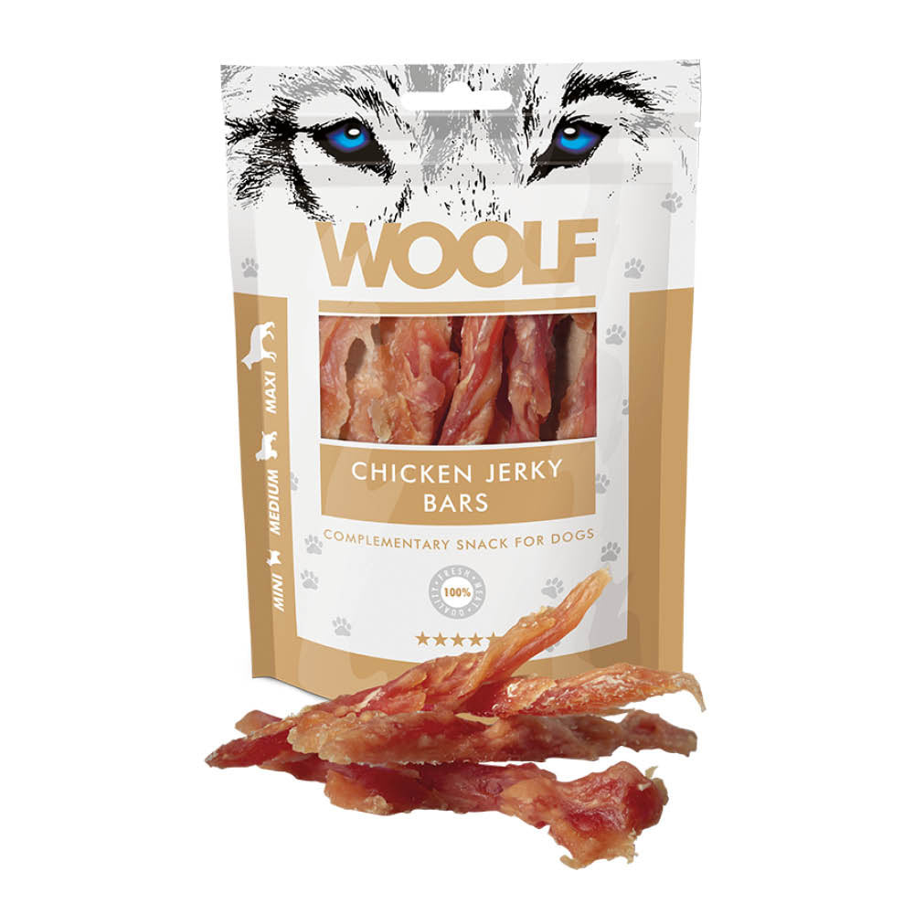 Woolf Chicken Jerky Bars Dog Snacks - 100g