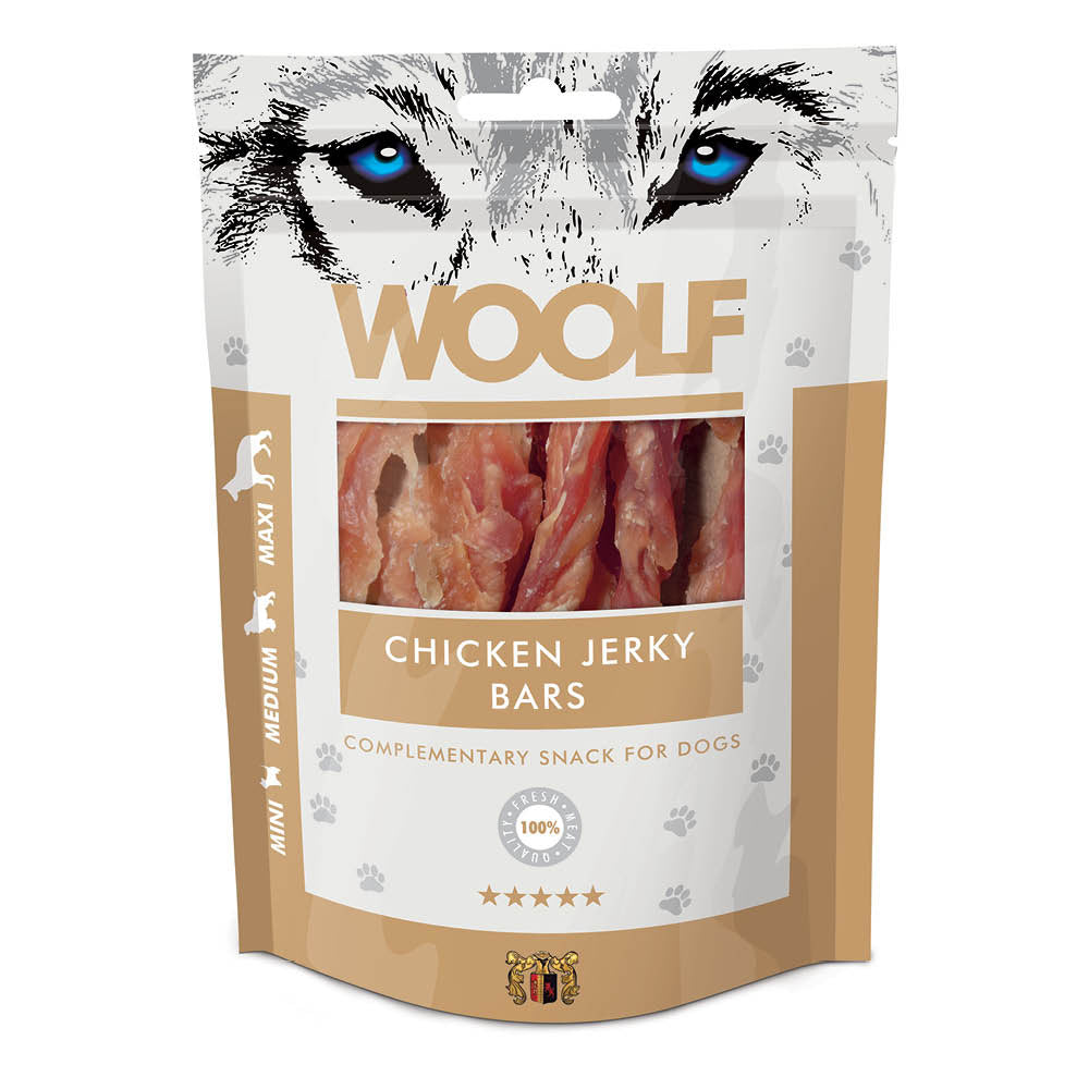Woolf Chicken Jerky Bars Dog Snacks - 100g