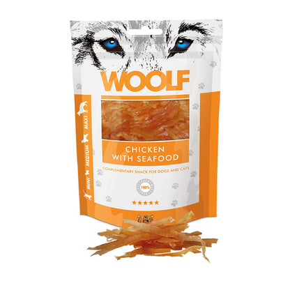 Woolf Strips Dog Snacks - Chicken & Seafood - 100g