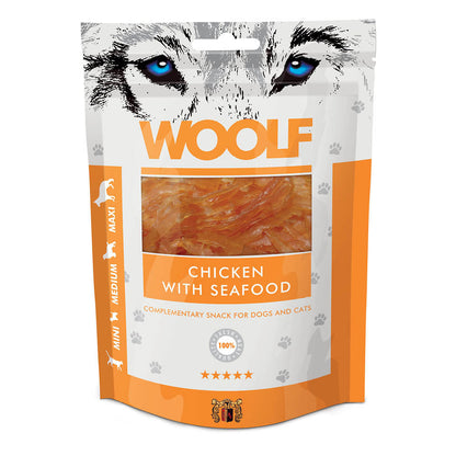Woolf Strips Dog Snacks - Chicken & Seafood - 100g