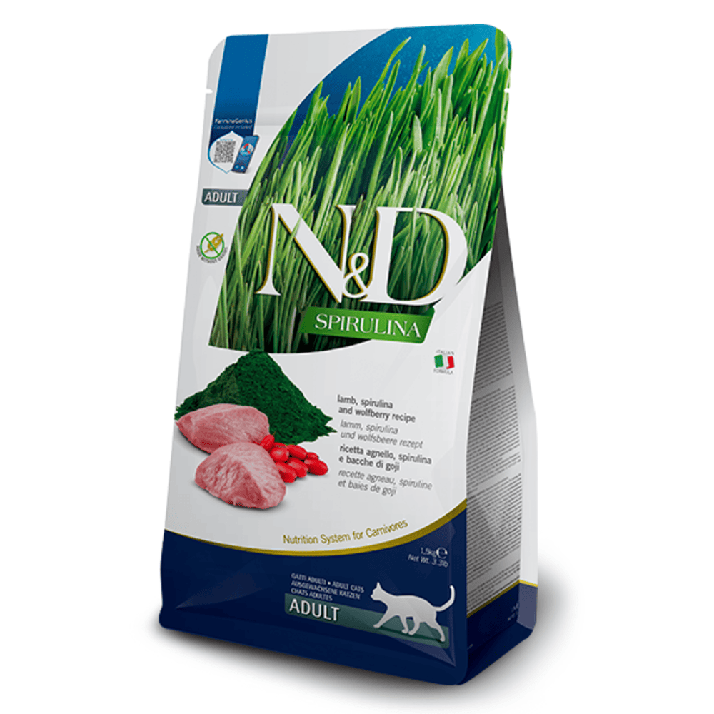 Farmina N&D Spirulina Adult Dry Cat Food - Lamb