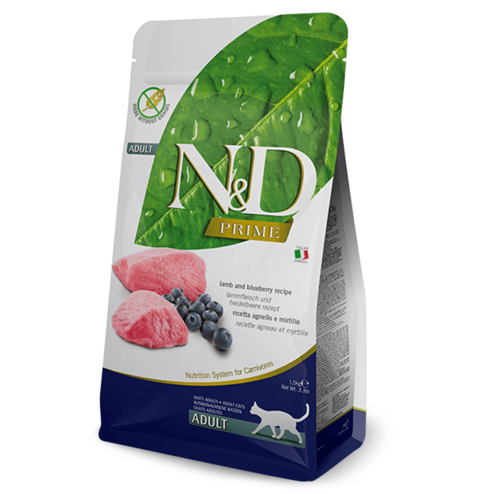 Farmina N&D Prime Adult Dry Cat Food - Lamb & Blueberry