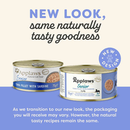 Applaws Complete Senior Wet Cat Food Tuna with Sardine in Jelly - 24x70g Cans