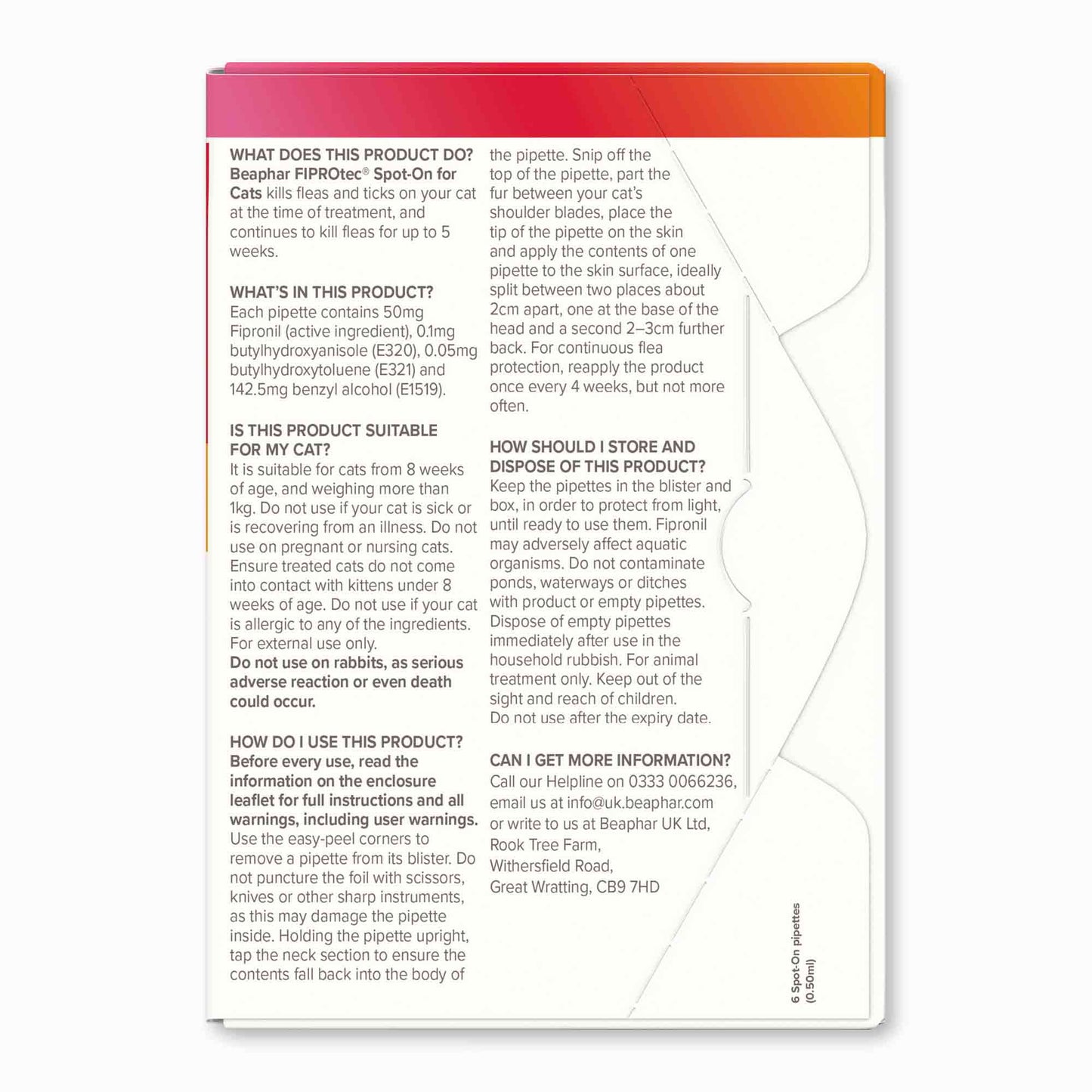 Beaphar FIPROtec Flea & Tick Spot On for Cats - 4 pack