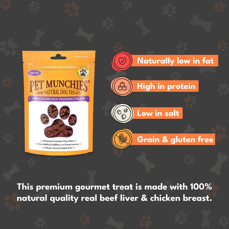 Pet Munchies Dog Training Treats - Liver & Chicken - 50g