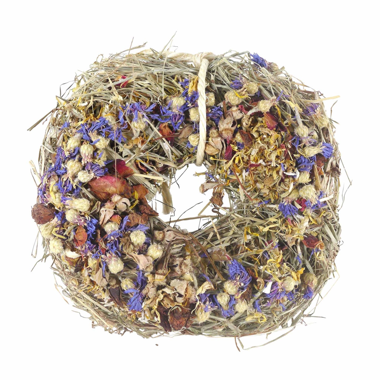 Rosewood Naturals Winter Flower 'n Hay Wreath Hanging Treat for Small Animals