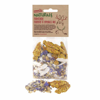 Rosewood Naturals Christmas Carrots 'n' Sprinkle Mix, Treats for Small Animals - 100g