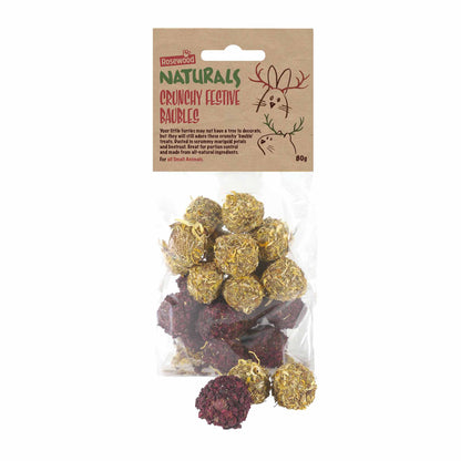 Rosewood Naturals Crunchy Festive Bauble Treats for Small Animals - 80g