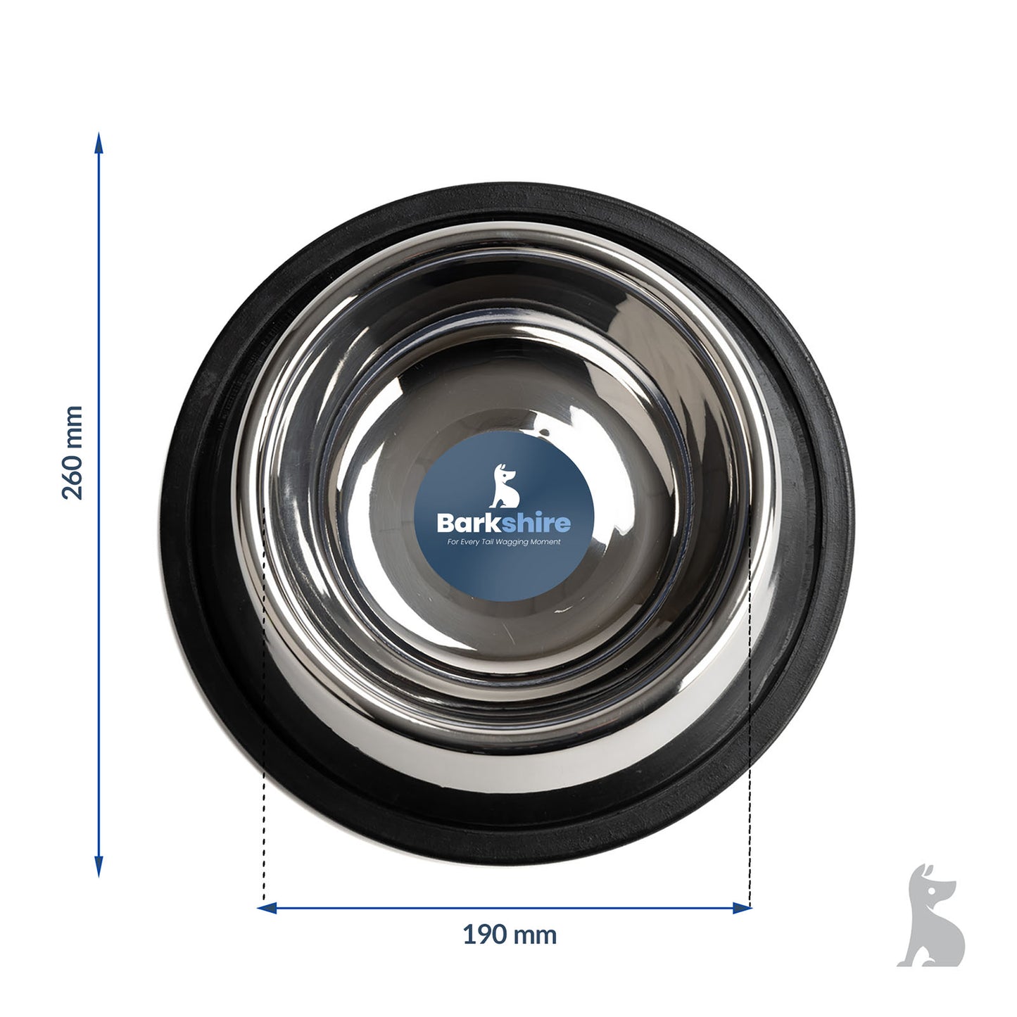 Barkshire Stainless Steel Non-Slip Pet Bowl - 19cm