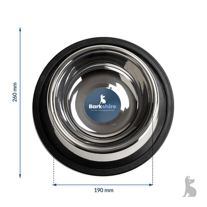 Barkshire Stainless Steel Non-Slip Pet Bowl - 19cm