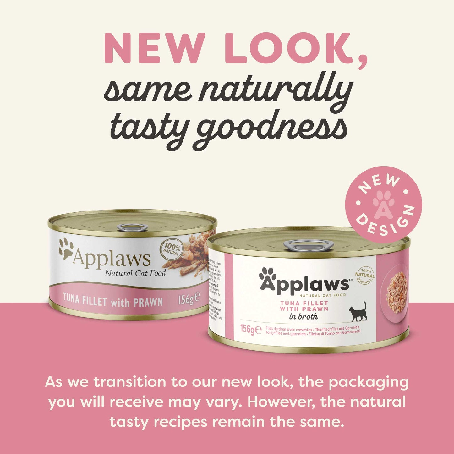 Applaws Adult Wet Cat Food in Broth - Tuna Fillet & Prawn - 24x70g Cans