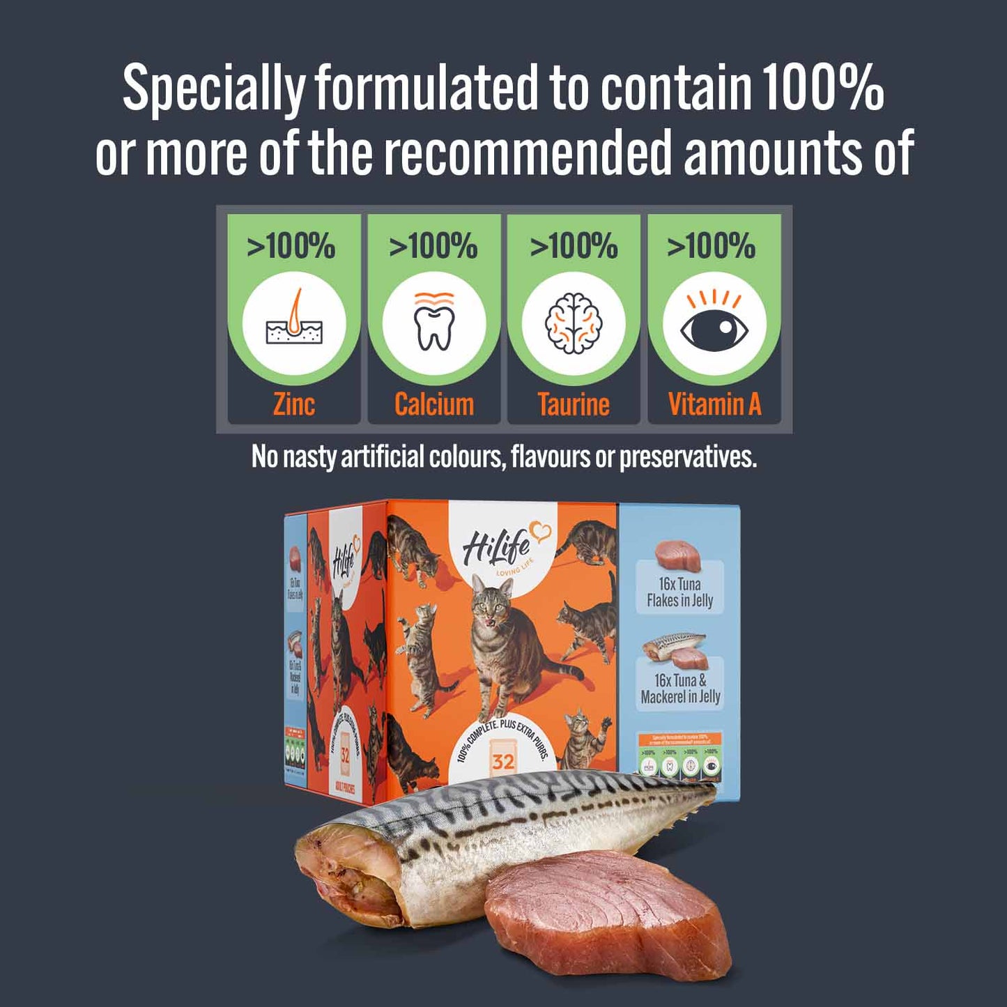HiLife Adult Wet Cat Food in Jelly - Tuna Recipes - 32x70g Pouches