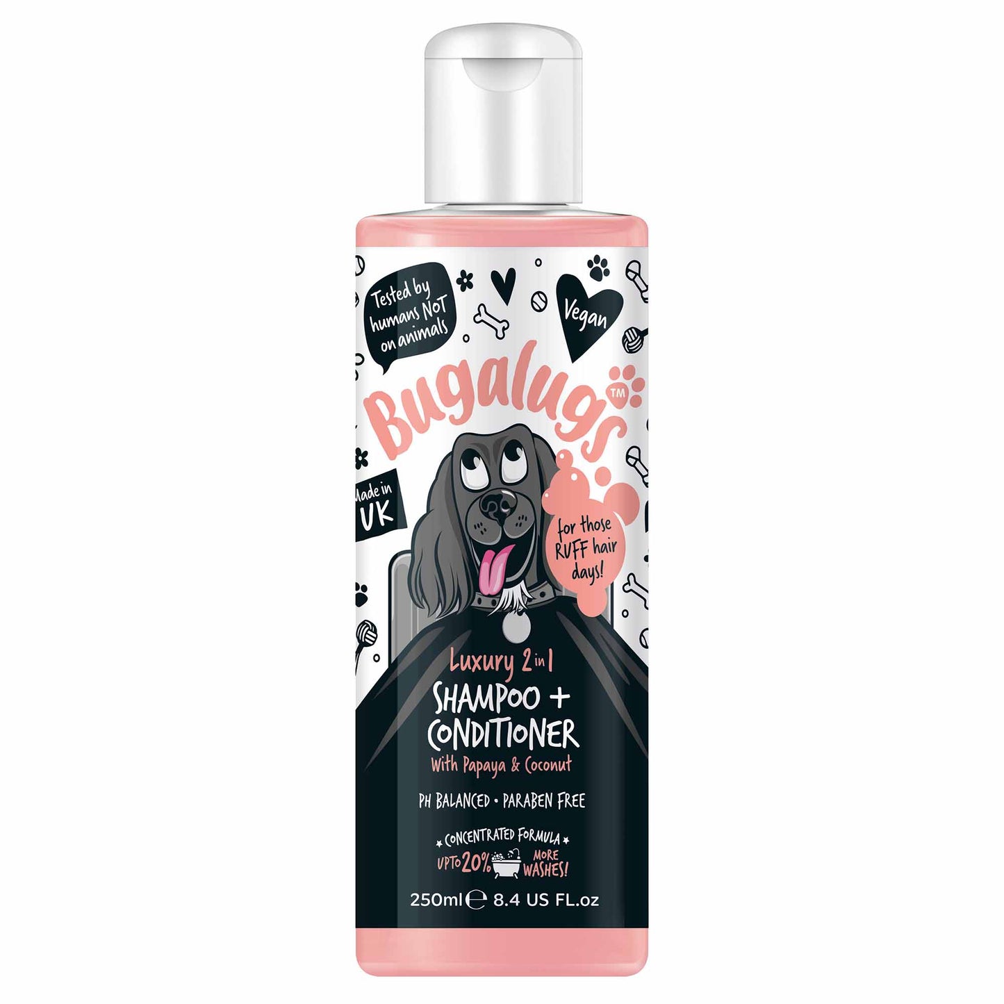 Bugalugs Luxury 2 in 1 Shampoo & Conditioner for Dogs - Papaya and Coconut - 250ml