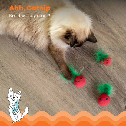 Nina Ottosson Catstages Strawbabies Cat Toy - Pink - 3 Pack