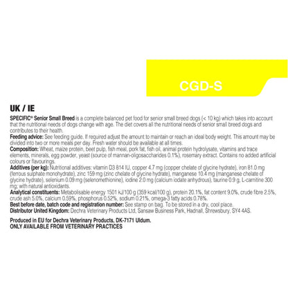 Dechra Specific CGD-S Senior Small Breed Dry Dog Food