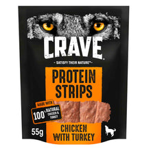 CRAVE Protein Strips Grain Free Adult Dry Dog Treats – Turkey & Chicken – 55g