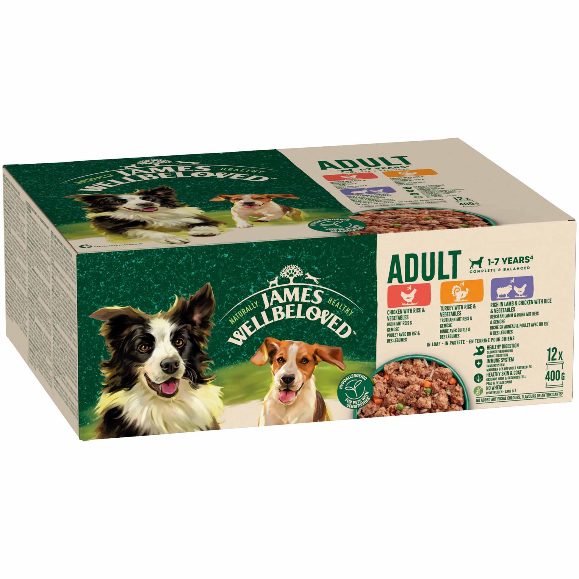 James Wellbeloved James Wellbeloved Chicken Lamb Turkey Adult Wet Dog Food pet food packaging