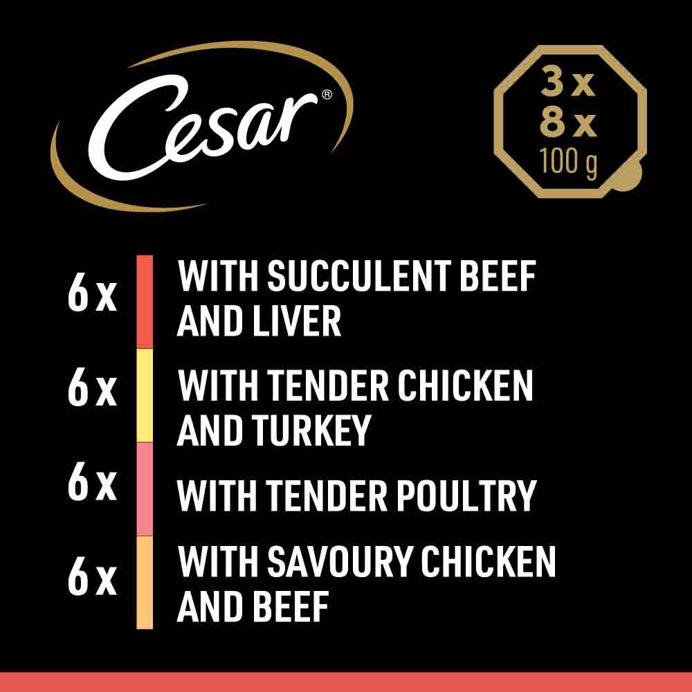 CESAR Classics Terrine Mixed Selection Trays - 24x150g Trays