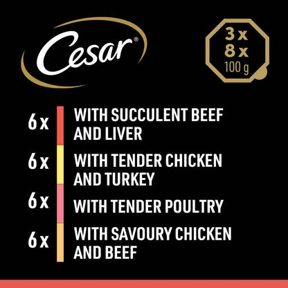 CESAR Classics Terrine Mixed Selection Trays - 24x150g Trays