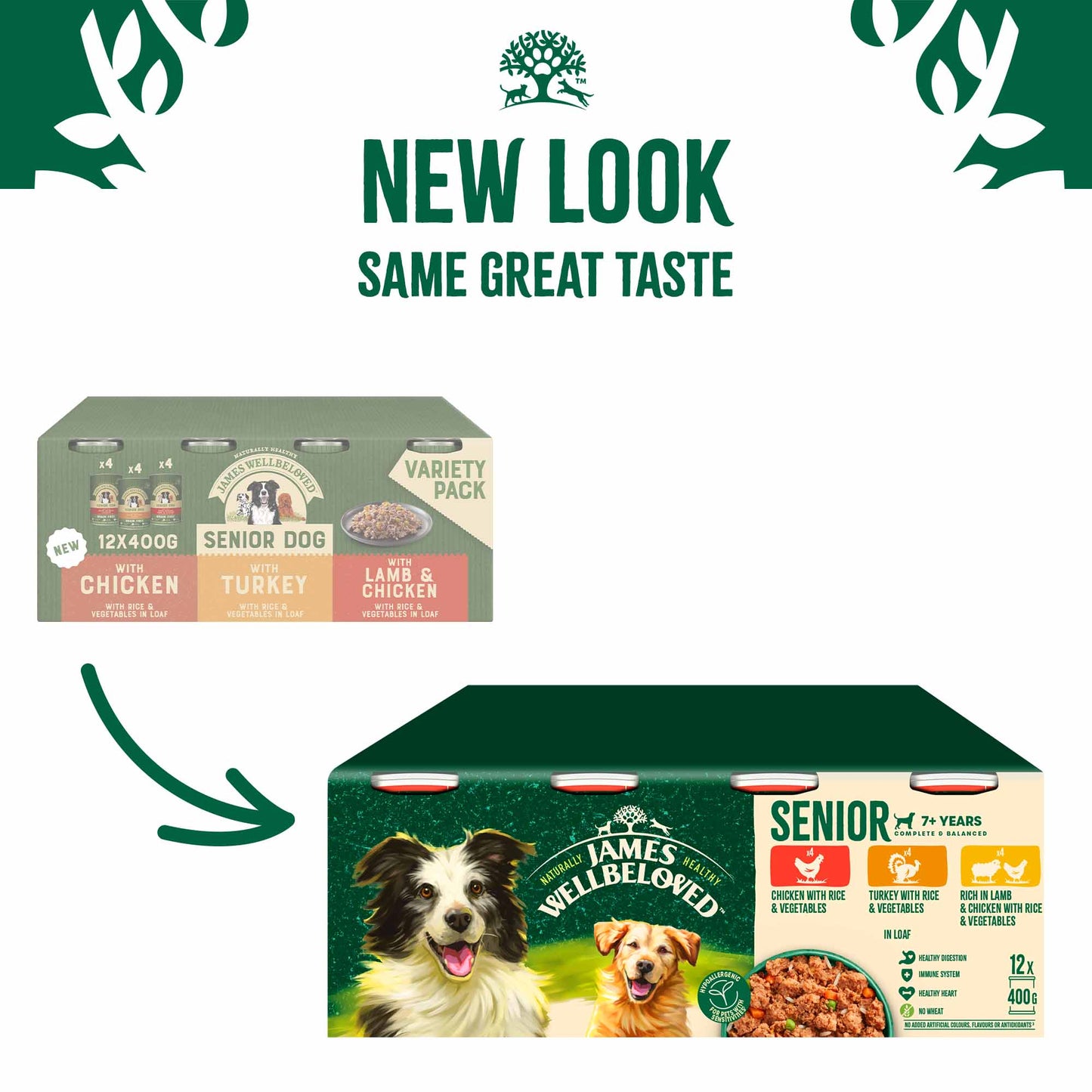 James Wellbeloved Senior Wet Dog Food - Turkey, Lamb & Chicken in Loaf - 12x400g cans