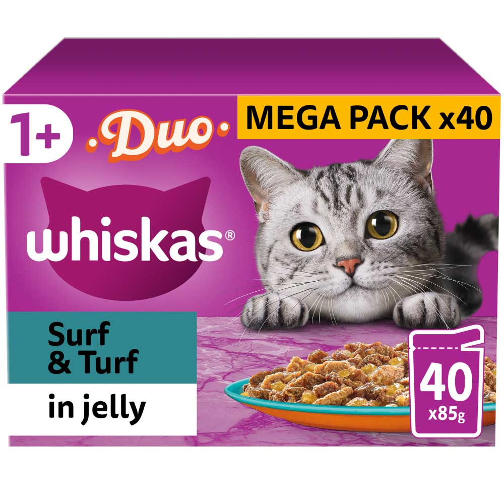 Whiskas Whiskas Duo Surf Turf Adult Wet Cat Food pet food packaging