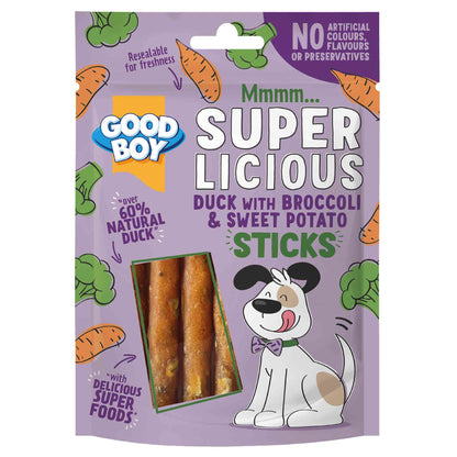 Good Boy Superlicious Duck, Sweet Potato & Broccoli Sticks Dog Treats - 70g