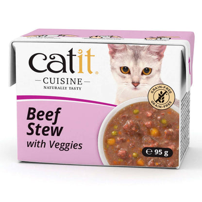 Catit Cuisine Wet Cat Food - Beef Stew with Veggies - 12x95g