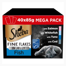 SHEBA Fine Flakes Adult Wet Cat Food in Jelly - Fish - 40x85g Pouches
