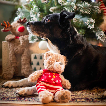 Rosewood Cupid & Comet Buddy Bear Christmas Plush Dog Toy