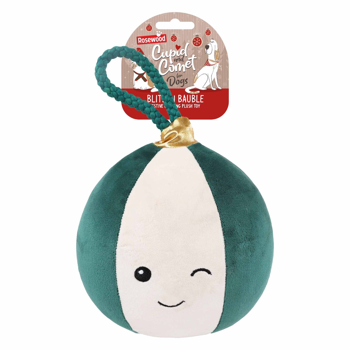 Rosewood Cupid & Comet Blitzen Bauble Extra-Large Festive Giggling Dog Toy
