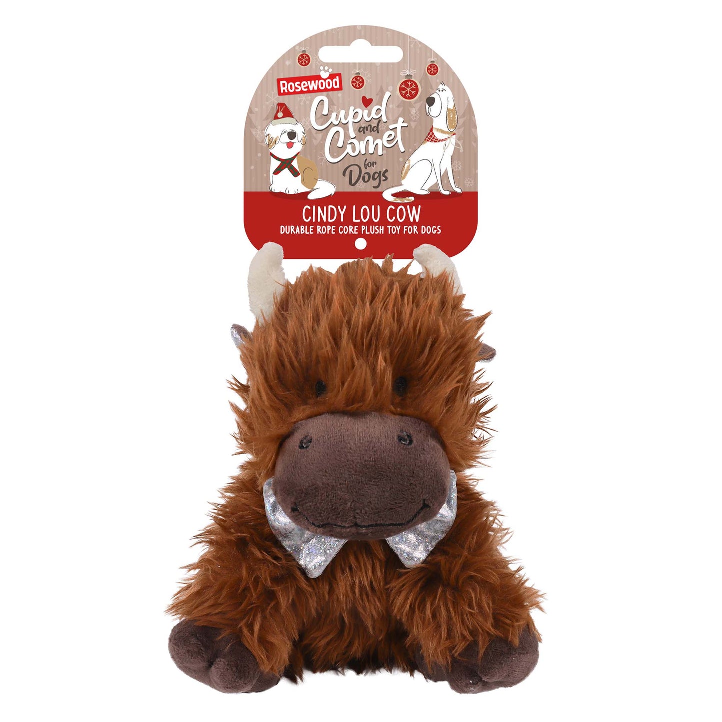 Rosewood Cupid & Comet Cindy Lou Cow Christmas Dog Toy