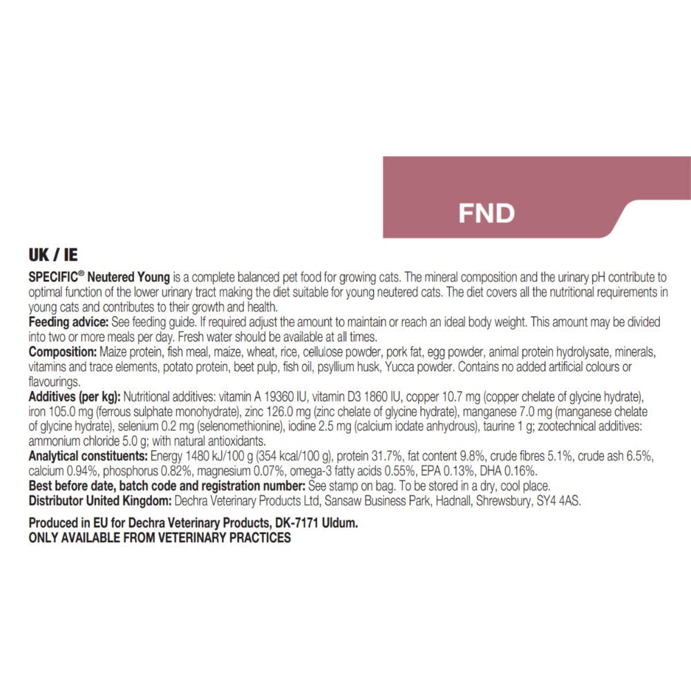 Dechra Specific FND Neutered Dry Cat Food
