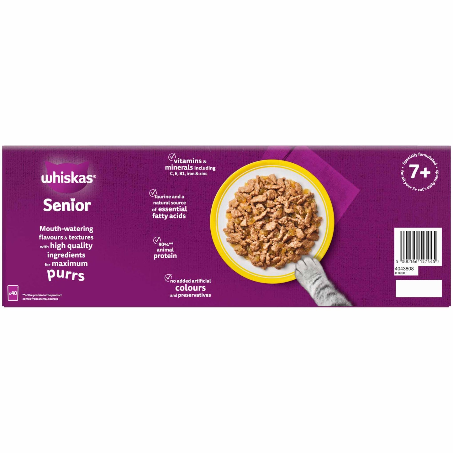 WHISKAS 7+ Senior Wet Cat Food in Jelly - Poultry Feasts - 40x85g Pouches