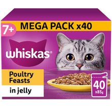 WHISKAS 7+ Senior Wet Cat Food in Jelly - Poultry Feasts - 40x85g Pouches