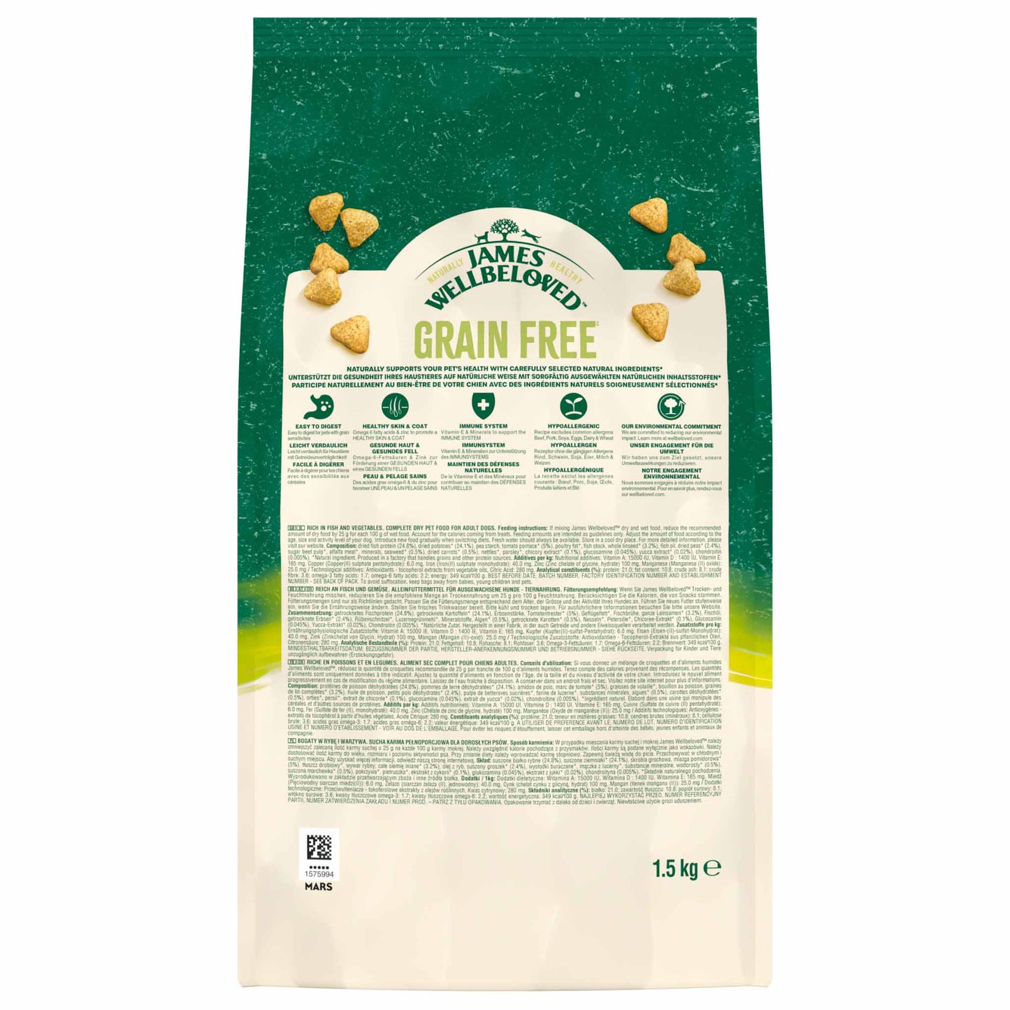 James Wellbeloved Grain Free Adult Dry Dog Food - Fish & Veg