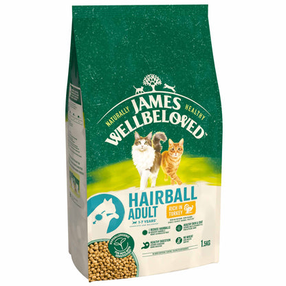 James Wellbeloved Adult Hairball Dry Cat Food - Turkey