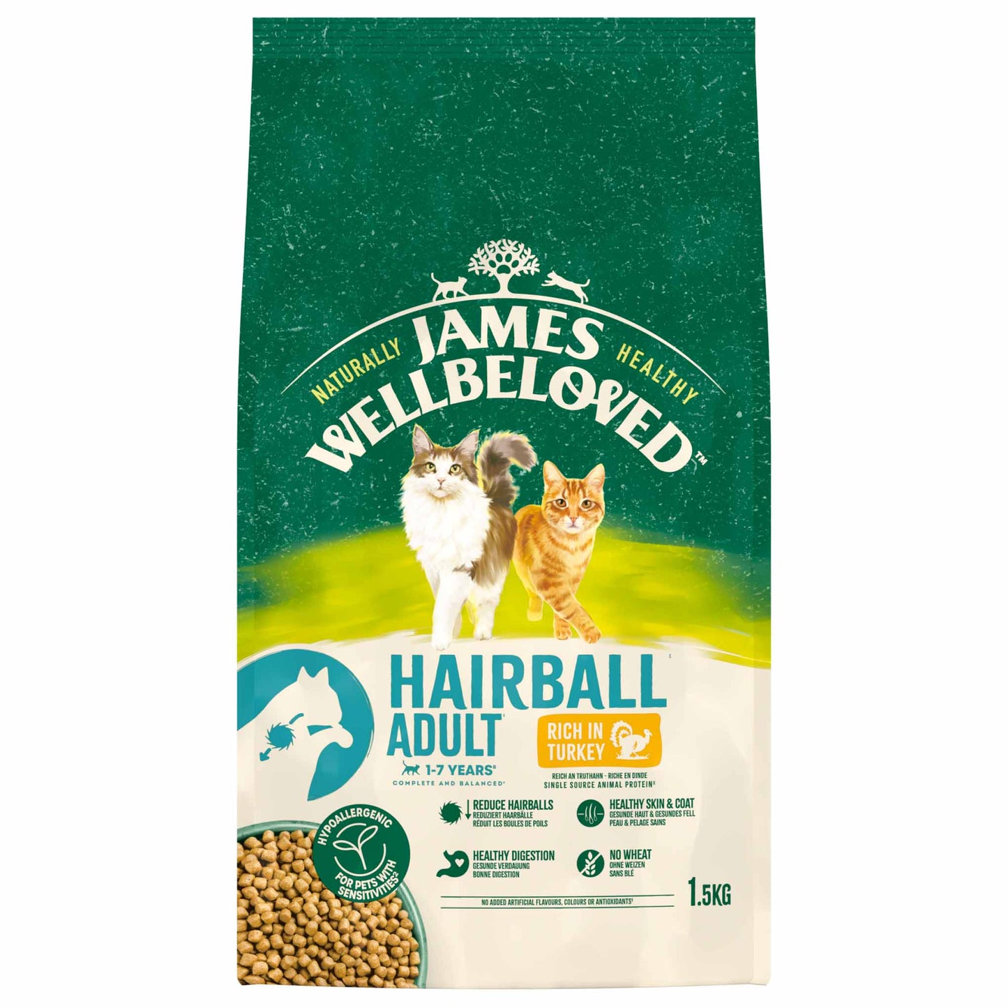 James Wellbeloved Adult Hairball Dry Cat Food - Turkey
