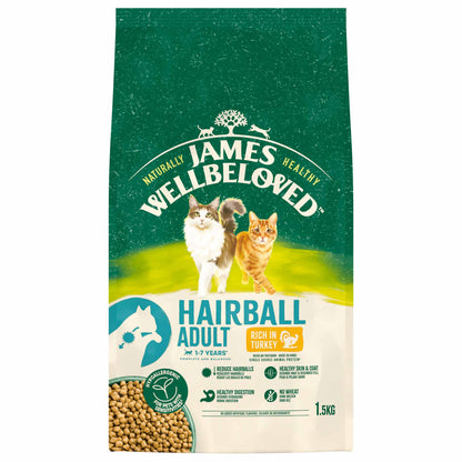 James Wellbeloved Adult Hairball Dry Cat Food - Turkey