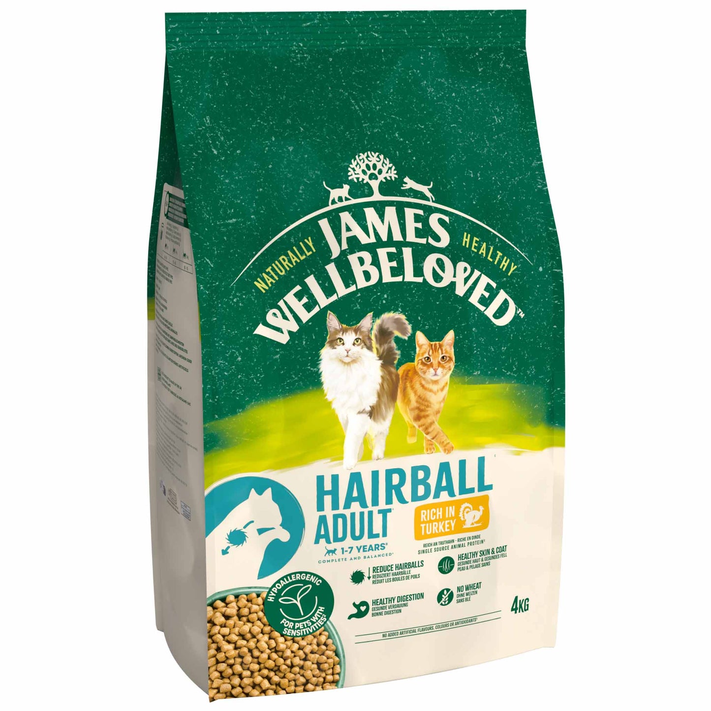James Wellbeloved Adult Hairball Dry Cat Food - Turkey