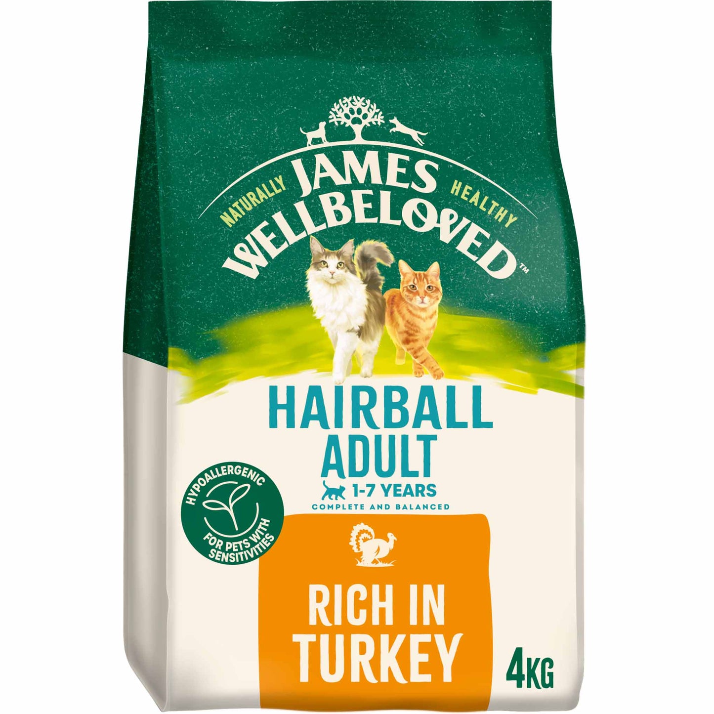 James Wellbeloved Adult Hairball Dry Cat Food - Turkey
