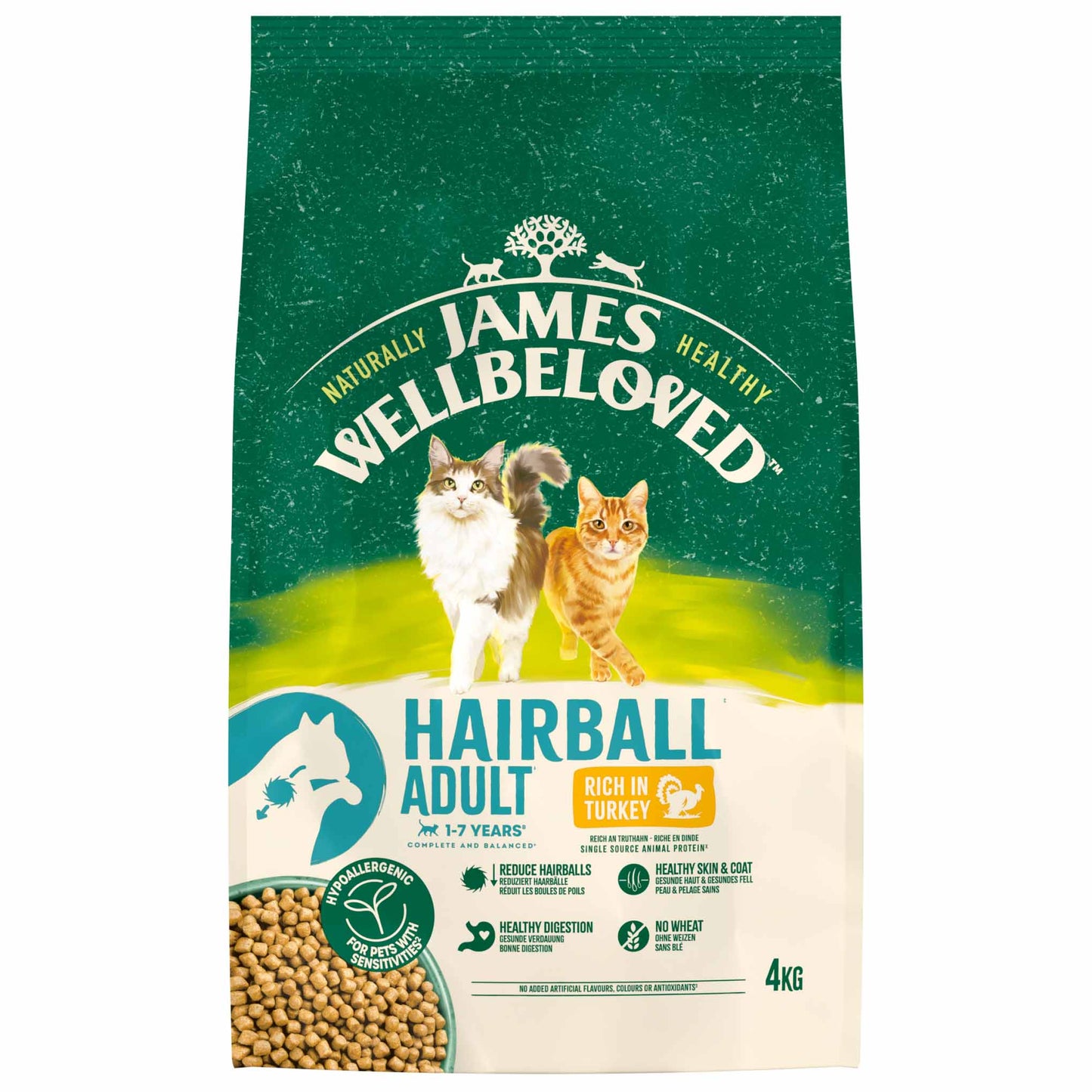 James Wellbeloved Adult Hairball Dry Cat Food - Turkey