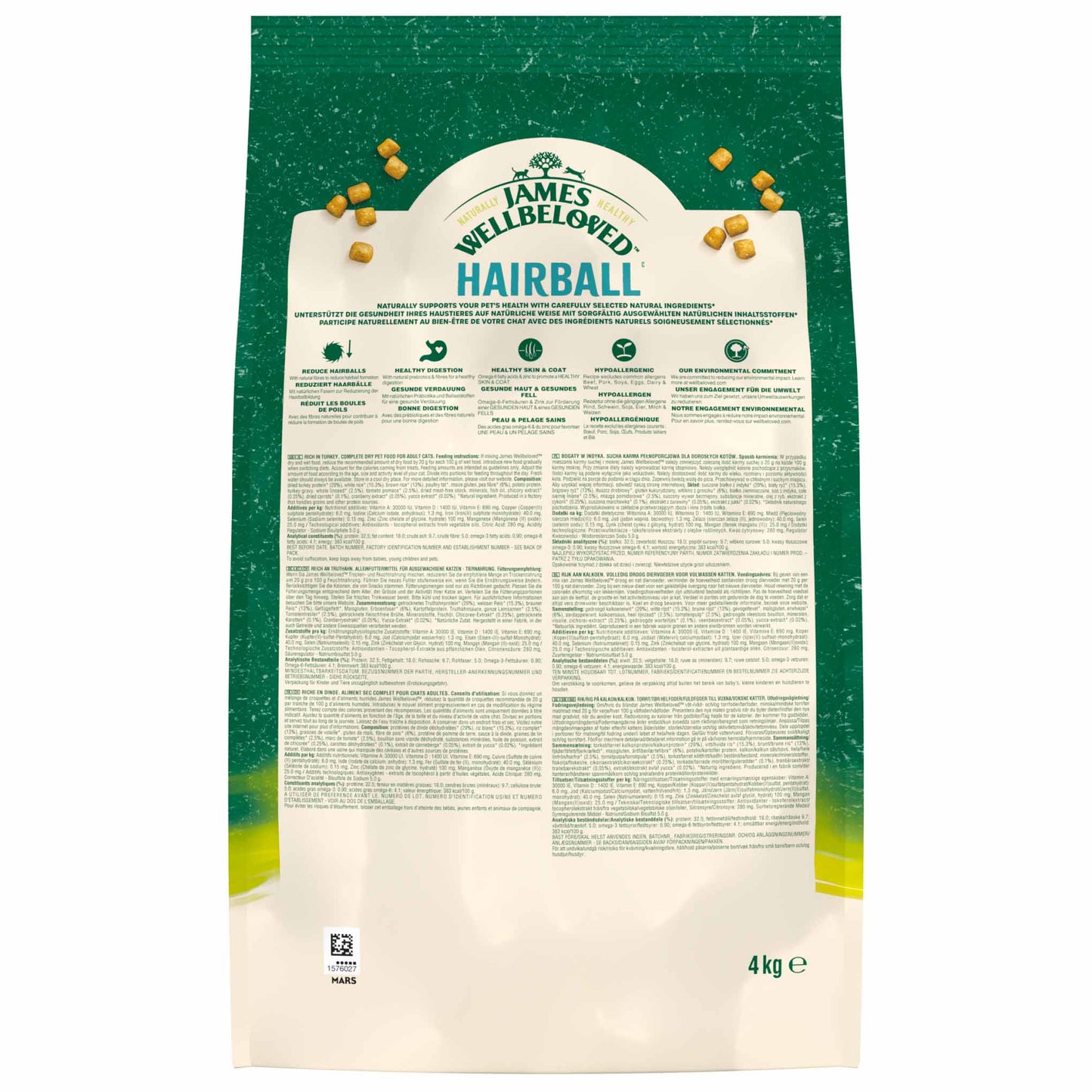 James Wellbeloved Adult Hairball Dry Cat Food - Turkey